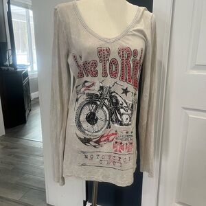 Daytrip Cream Long Sleeve Tee with Graphic